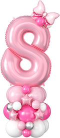 40 Inch Pink Number 8 Balloon for 8th Birthday Decoration Pastel Baby Pink by Domgoge