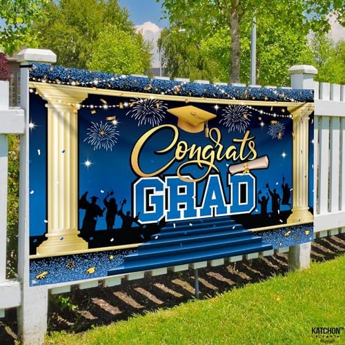 KatchOn Blue Congrats Grad Banner 72x44 Inch | 2026 Graduation Backdrop - Image 3