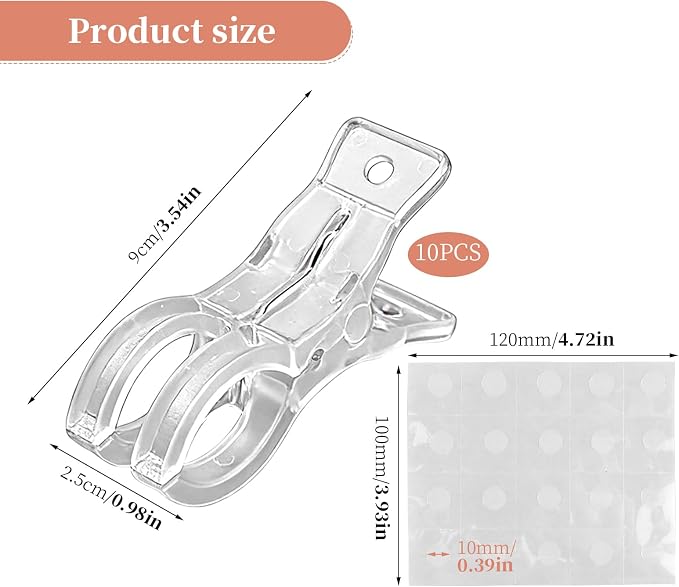 10 Pack Clear Balloon Arch Clips, Transparent Backdrop Spring Clamps, 3.5inch - Image 2