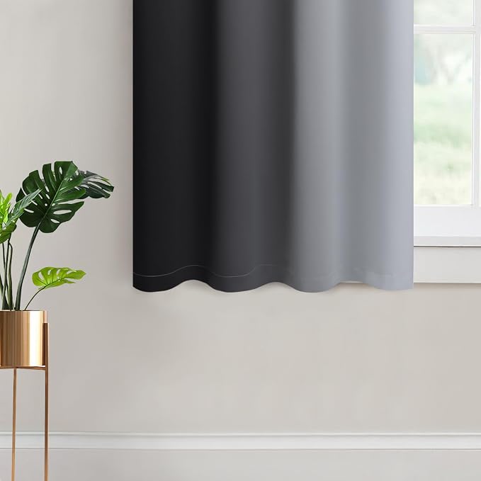 Yakamok Ombre Curtains Black and Greyish White - Image 4