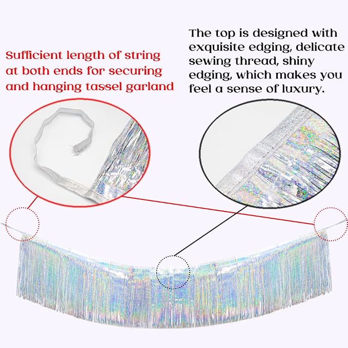 Premium Glitter Silver Fringe Tinsel Garland - Image 4