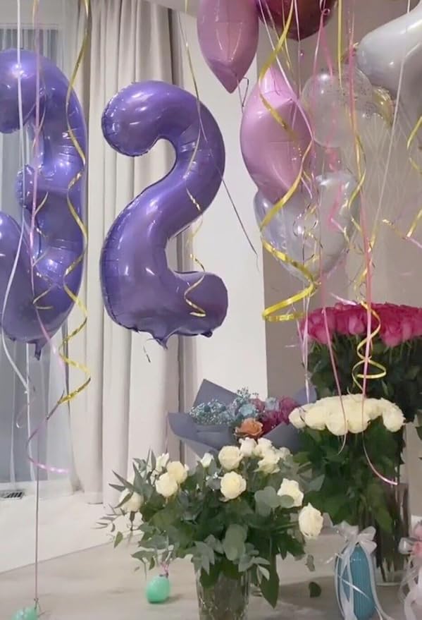 Lilac Number 2 Balloon 40 inch, Lavender Birthday Party Balloons Decorations | - Image 7