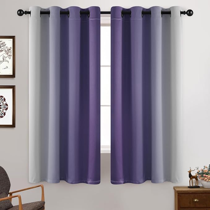 Yakamok Ombre Curtains Lavender Purple and Greyish White - Image 2