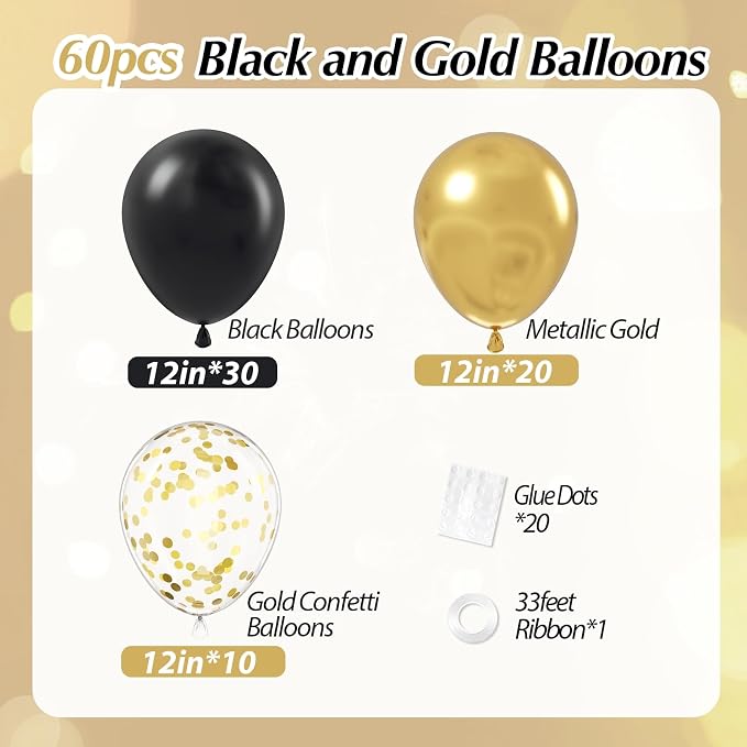 Black and Gold Balloons - Image 2