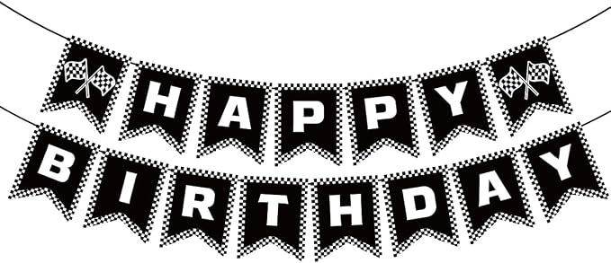 MEETINGU Race Car Happy Birthday Banner, Race Car Birthday Party Decorations by MEETINGU