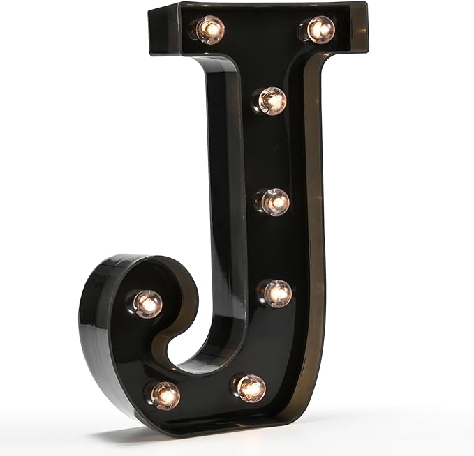 Light Up Black Alphabet Marquee Letters Sign LED Marquee Number Lights Sign for Night Light Home Bar Christmas Lamp Wedding Party Birthday Decoration J