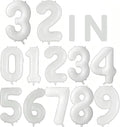 10 Pcs Number Balloons 32 Inch White 0-9 Number Mylar Foil Balloons White by Unknown