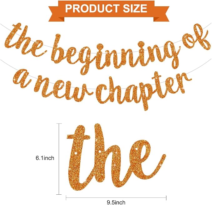 BEISHIDA Orange Pre-Strung Glitter The Beginning of A New Chapter Banner | - Image 2