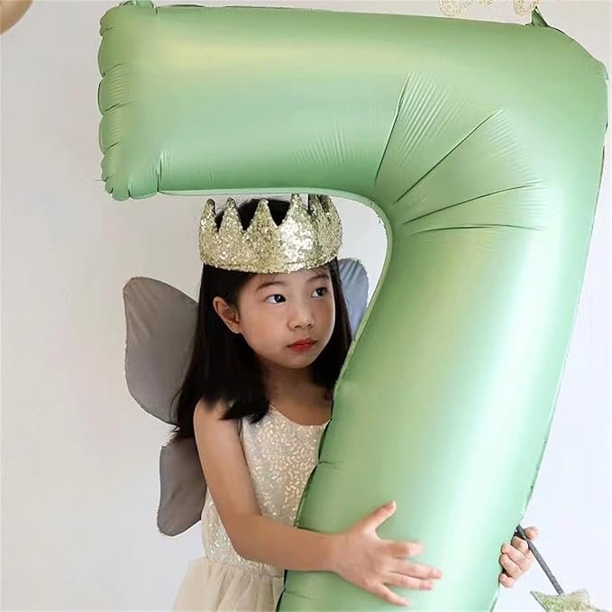 40 Inch Sage Green Foil Balloon Number 4, Large Self Inflating Olive Green - Image 3