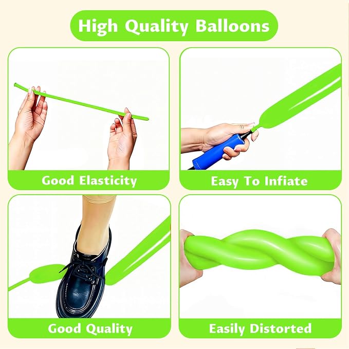 260 Light Green Long Balloons for Balloon Garland Thickening Skinny Latex - Image 4