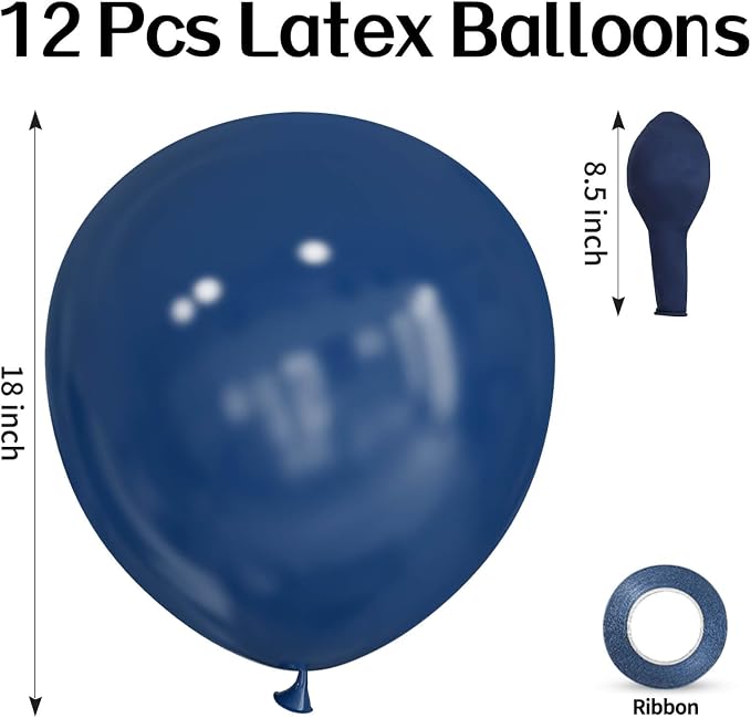 18 Inch Navy Blue Balloons 12 Pack Big Balloons Thick Large Latex Balloon Dark - Image 2