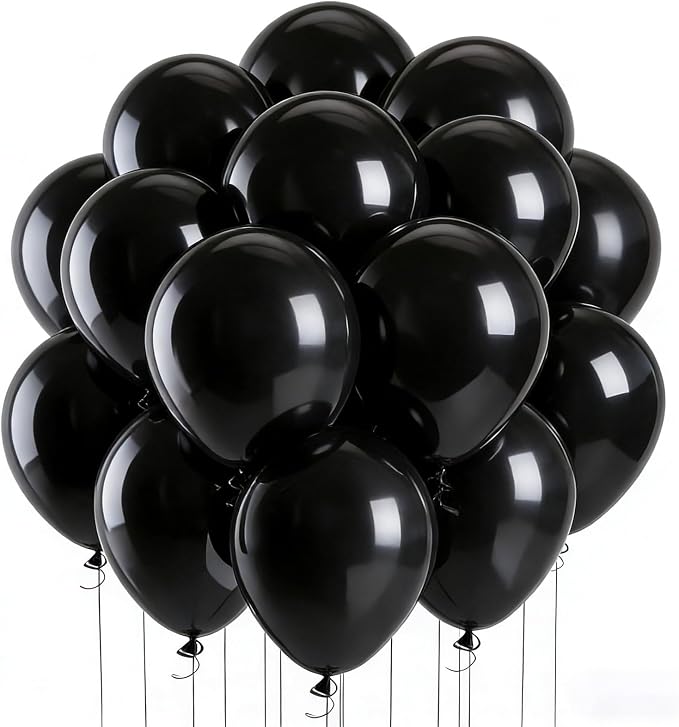 LOLStar Black Balloons, 12 inch Latex Round Balloon | Baby Shower, Graduation by LOLSTAR