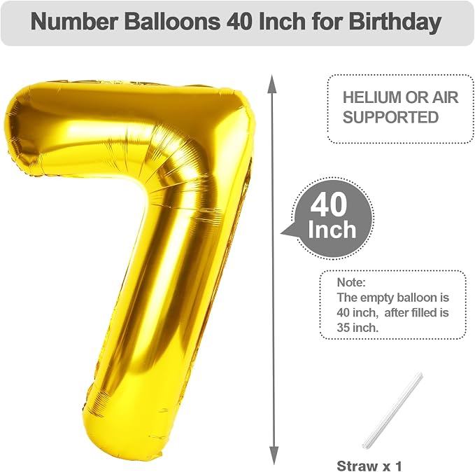 Numbers 16 Balloon 40Inch Gold Balloons - Image 5
