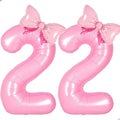 Pink Bow Birthday Decorations 22 Balloon Numbers by Unknown