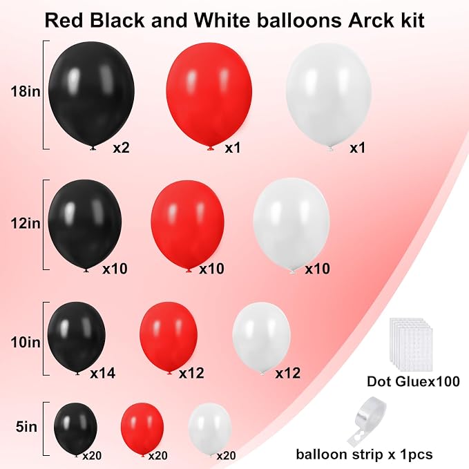 Red and Black Balloons, Graduation, Racing Car Poker Card Supplies Decorations - Image 2