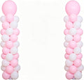 2 Sets Macaron Pink White Balloon Column Stand Kit, Adjustable Telescopic Column by KINNOGOLDLEAF