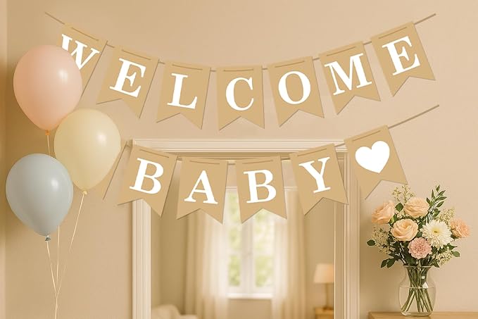 Welcome Baby Banner – Rustic Baby Shower Decorations, Gender Neutral Baby - Image 9
