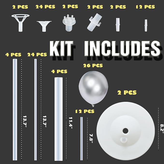 Metallic Balloon Tower Kit for Floor Set of 2 Base&Pole Decor for Shower Party - Image 2