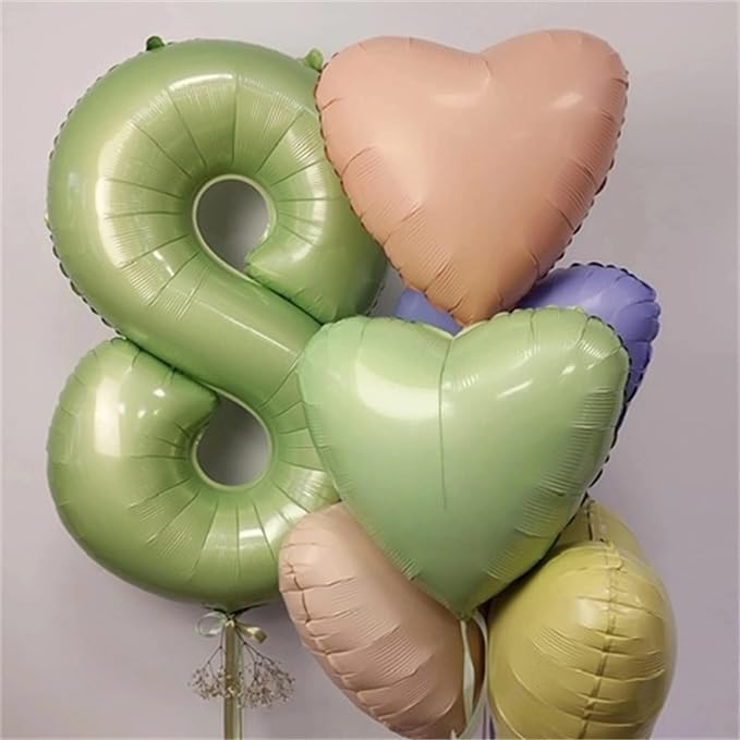 40 Inch Sage Green Foil Balloon Number 4, Large Self Inflating Olive Green - Image 4