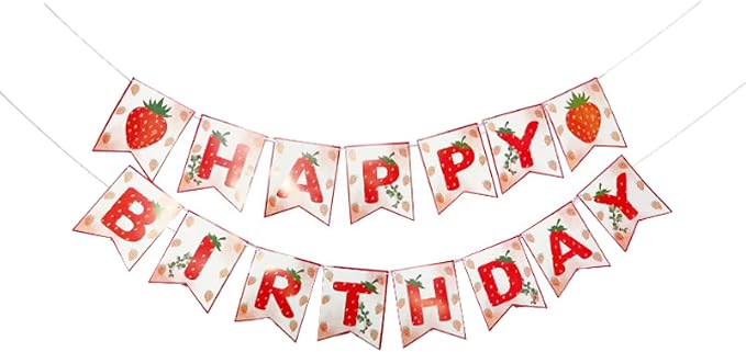 MEETINGU Strawberry Birthday Banner by MEETINGU