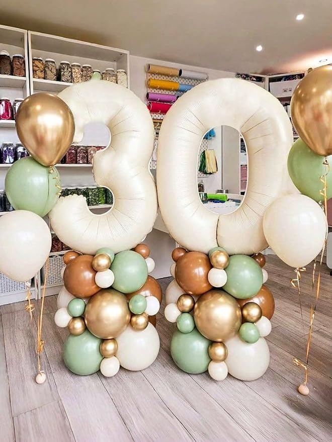 9 Balloon Number 40 Inch Cream Balloons - Image 3