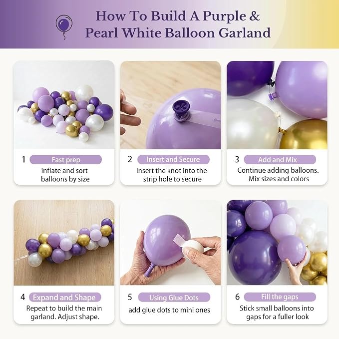 Double Stuffed Purple Balloon Arch Garland Kit - Image 5