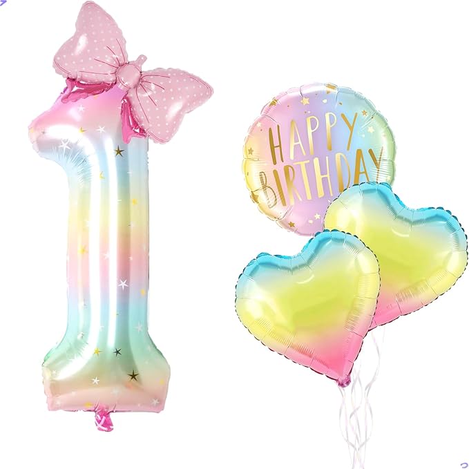 Rainbow Birthday Balloon for Pastel Rainbow Theme Birthday Party Decorations by Unknown