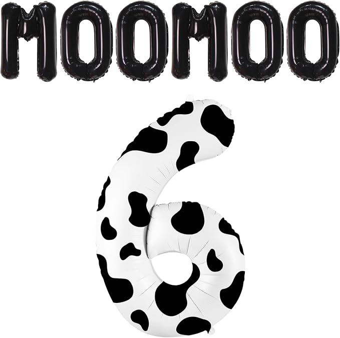 SINBEE Cow Print 40 inch Balloon, Number 6, - Image 2