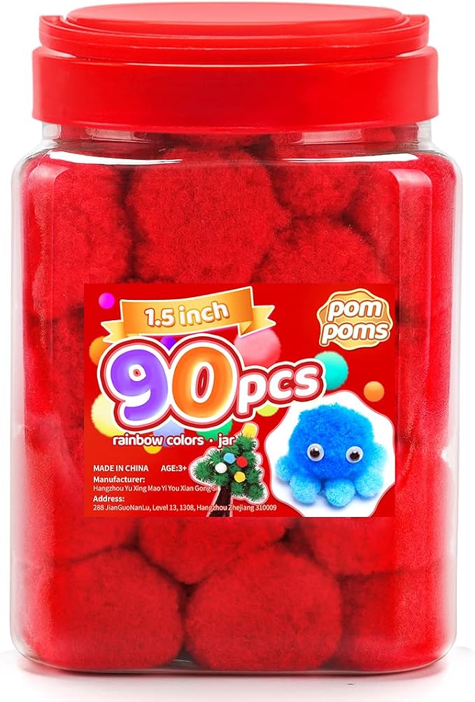 Iooleem Large Pom Poms, 1.5 inch, Large Size, Pom Poms by IOOLEEM