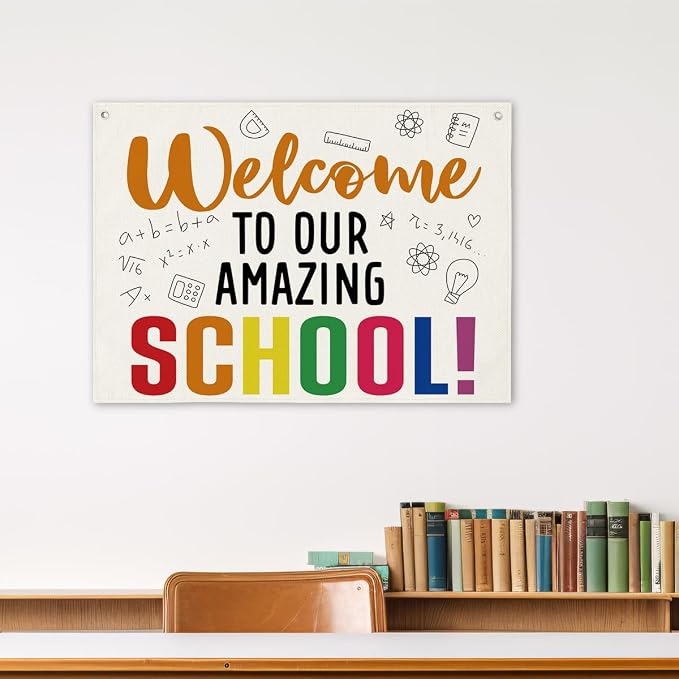 Back to School Banner, Welcome to Our Amazing School Poster, Canvas Wall Art - Image 4