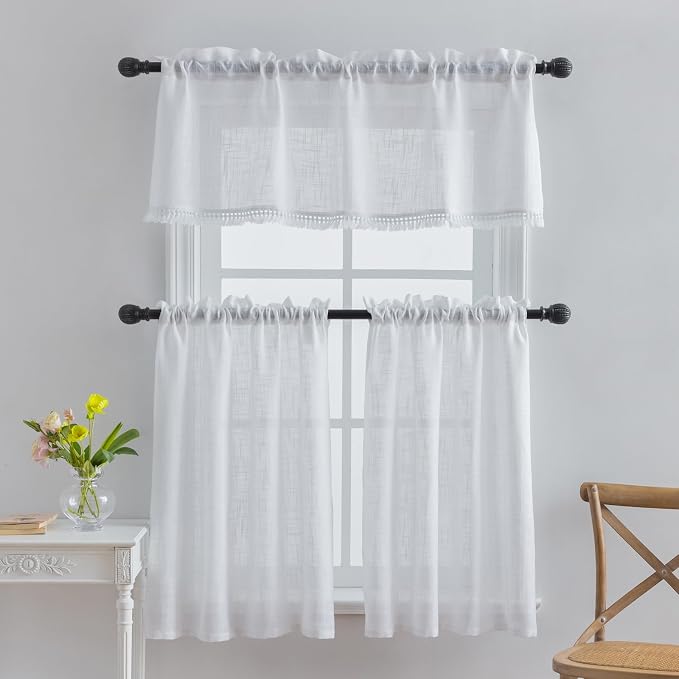 Beda Home Tassel Linen Textured Swag Curtain Valance - Image 6