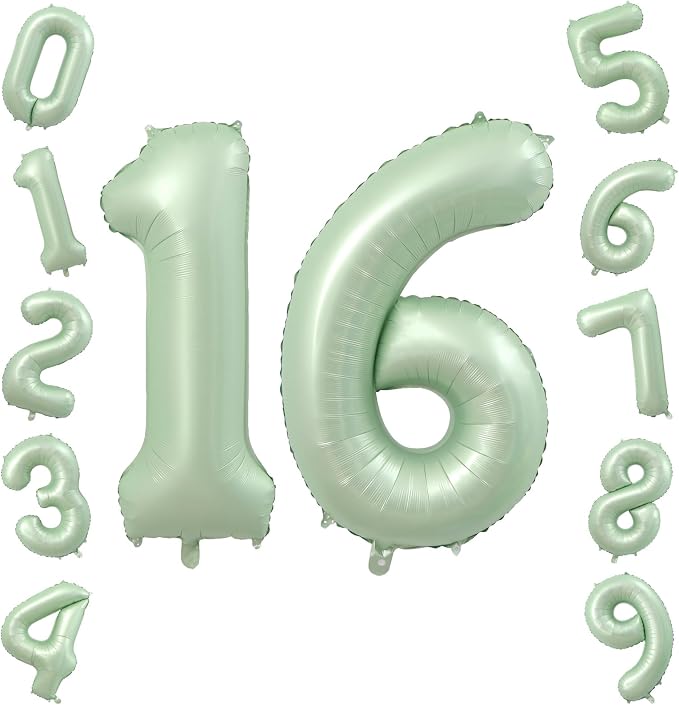 40 Inch Olive Green Number 16 Balloon by TNCDJKPA