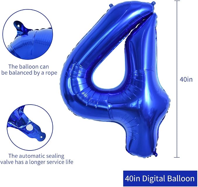 TONIFUL 40 Inch Navy Blue Number 4 Balloons Large Foil 4th Birthday Decor | - Image 2