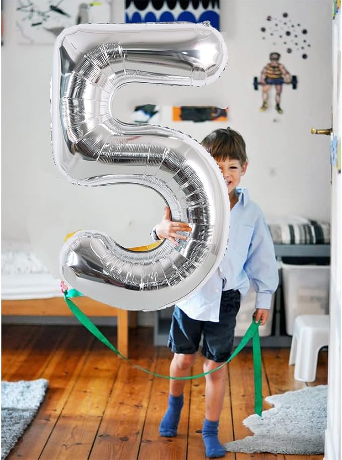 TONIFUL 40 Inch Silver Number 3 Balloon Large Foil 3rd Birthday Decorations | - Image 6