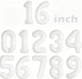 2 Set 20 Pcs Number Balloons 16 Inch White 0-9 Number Mylar Foil Balloons White by Unknown