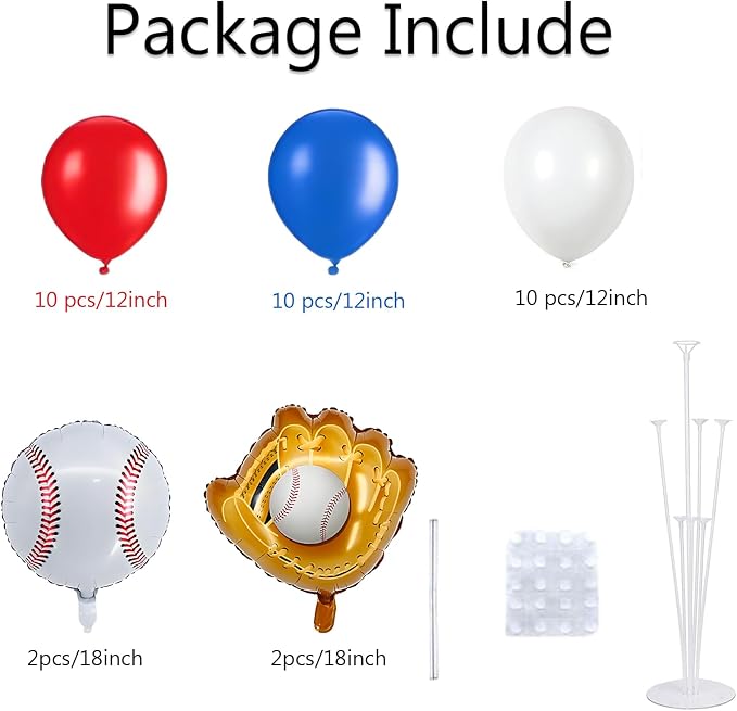 4 Sets Baseball Party Balloons Stand Kit, Baseball Party Balloon Centerpiece - Image 2