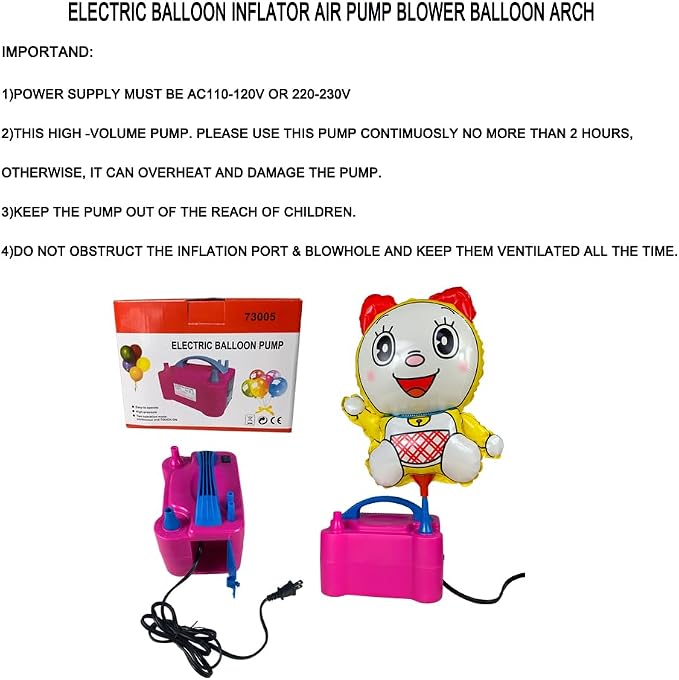 Portable Balloon Pump Powerful Electric Air Blower Dual Nozzle Balloon Fast and - Image 3