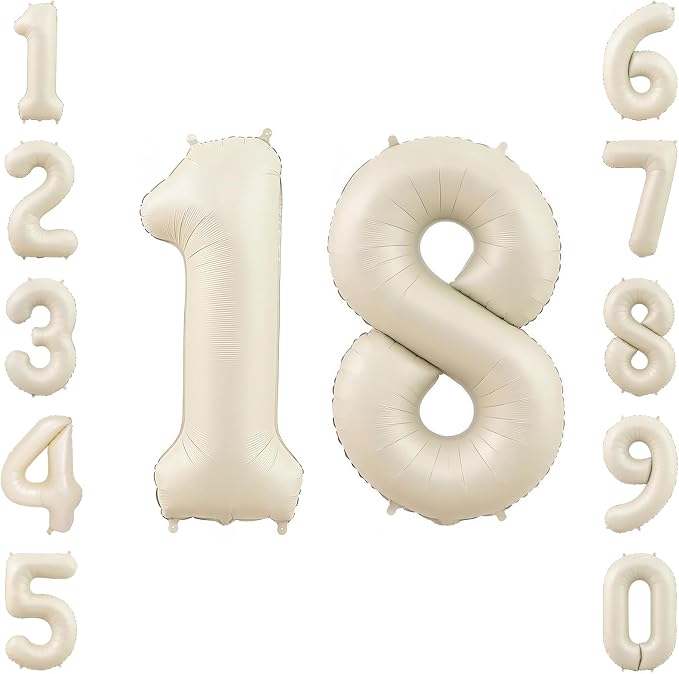 Cream Number 18 Balloon 40 Inch, Foil Numeral by Unknown