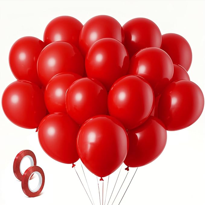 Red Balloons Red Birthday Decorations 100 Pack 12 inch Round Latex Balloons by BOMSI