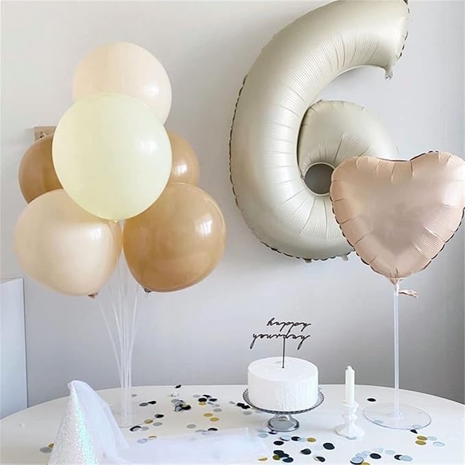 Beige Number 70 Birthday Balloons, 40 Inch Large Cream Foil Number 7 and 0 - Image 4