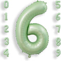 AULE 40 Inch Sage Green 6 Balloon Numbers Foil 0-9 Birthday Big Numbers | by AULE