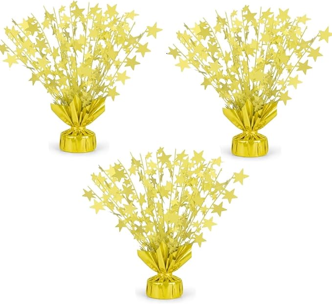 PMU 3 Pack Bursting Star Metallic Foil Spray Centerpiece- Macaron Yellow by PMU
