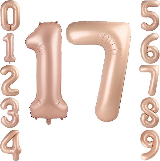 40 Inch Caramel Foil Number 17 Balloon by TNCDJKPA