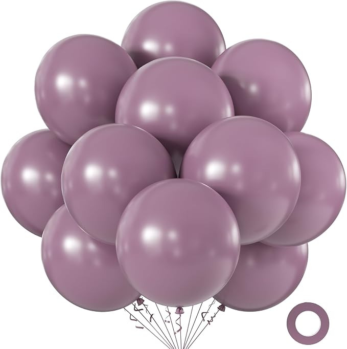 Mauve Balloons 18 Inch 24 Pack Matte Helium Latex Round Balloons by KALOR