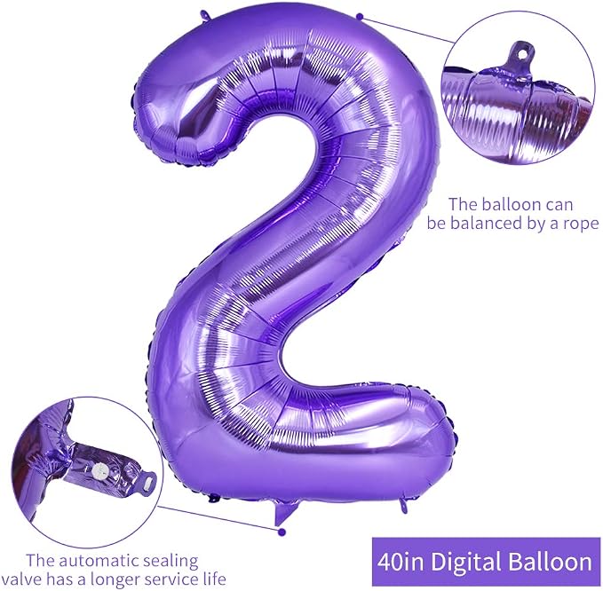 TONIFUL 40 Inch Purple Large Numbers Balloon 0-9 Birthday Party Decor, Foil - Image 2