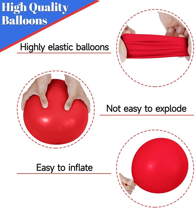 Red White Blue Latex Balloons 68 Pack, 12 Inch Patriotic Balloons - Image 3