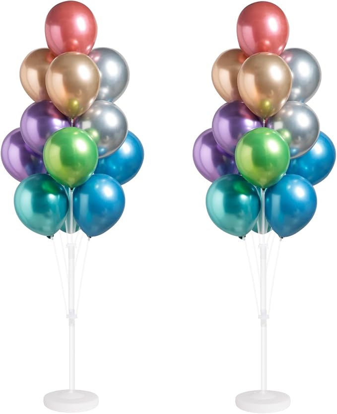 Metallic Balloon Tower Kit for Floor Set of 2 Base&Pole Decor for Shower Party by IMISNO