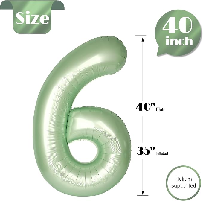Oliver Green Number 6 Balloon 40 Inch - Image 5