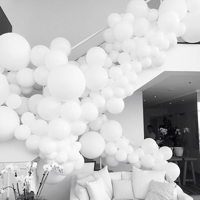 Voircoloria 110pcs White Latex Party Balloons, 12inch | - Image 4