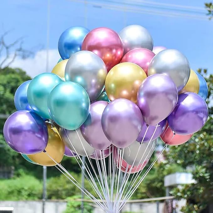 12 Inch Metallic Multicolor Balloons, Baby Shower, Graduate Party Decorations - Image 4
